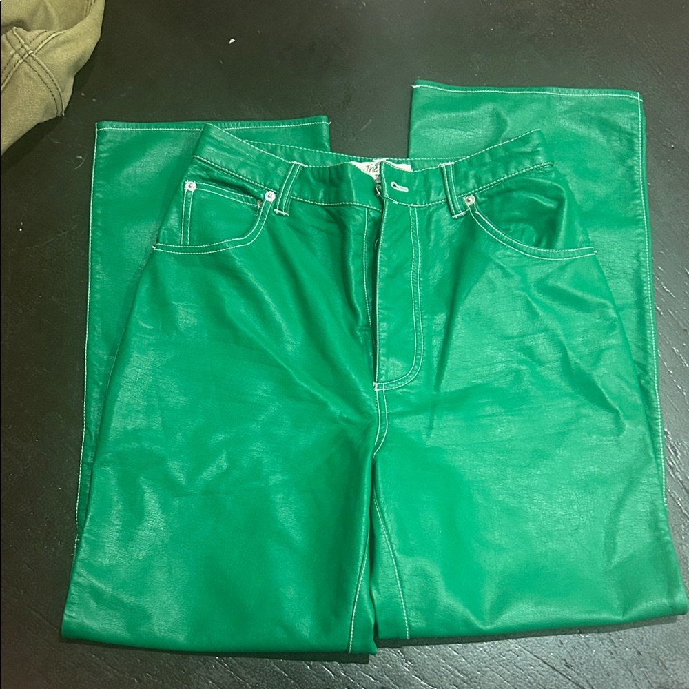 Free People Green faux Leather Pants